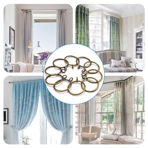 Metal Curtain Rings with Eyelets - 1.5 Inch Drapery Rings (44 Pack, Bronze)