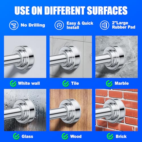 Adjustable Shower Curtain Tension Rod, 32-80 Inch Heavy-Duty No-Drill Steel