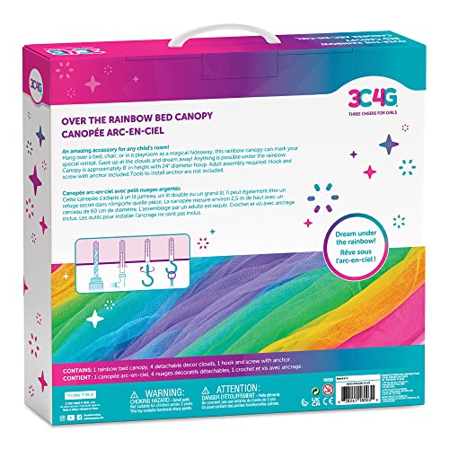 Rainbow Bed Canopy for Girls - Tulle Hanging Net for Beds & Reading Corners