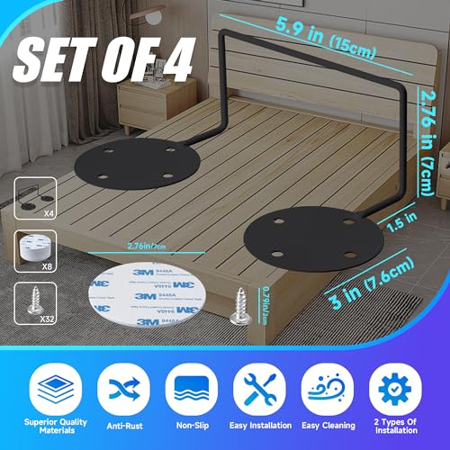 Mattress Retainer Bar for Bed Frame - Anti-Slip Holder (Set of 4)