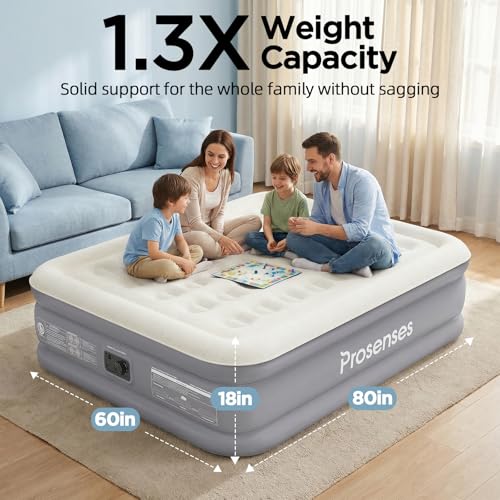 Queen Air Mattress with Built-in Pump & Honeycomb Design