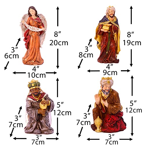Zayton 8.25 Inch Nativity Scene Set Figurines - Christmas Decorative Figures, 11 Pieces