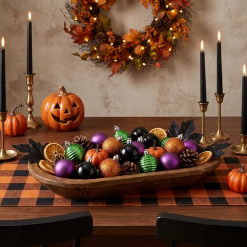 24-Piece Shatterproof Halloween Ball Ornaments - 1.6 Inch Hanging Decor