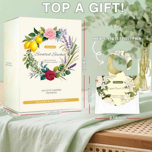 15-Pack Scented Sachets for Closets and Drawers, English Pear & Freesia