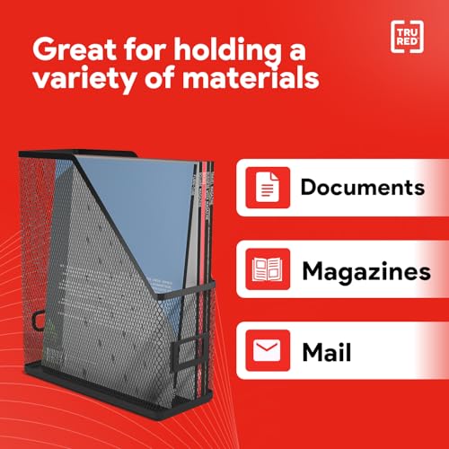 Metal Mesh Magazine File Organizer - Desktop Document Holder with Handle