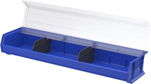 Akro-Mils Plastic Storage Bins - Hanging & Stacking Containers, Blue, 9" x 33" x 5" | 4-Pack