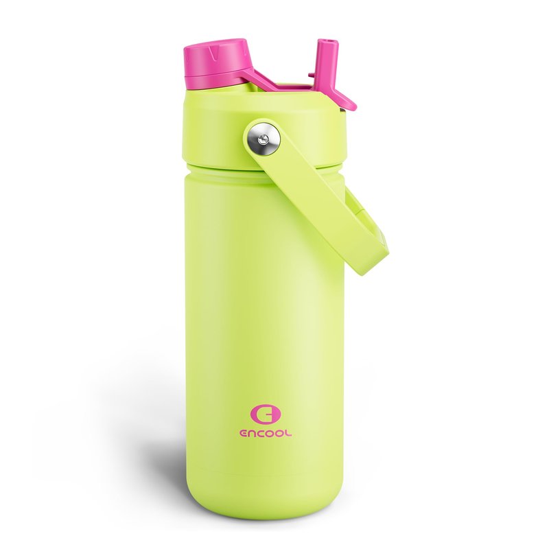 ENCOOL Insulated Water Bottle with Straw Stainless Steel Water Bottle, Leak-Proof, BPA-Free, Double Wall Vacuum Keeps Cold for 24 Hours for Sports, Travel, School (18 oz, Frosted Lilac)