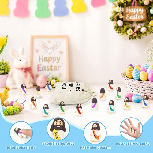 105 Pcs Mini Jesus Figurines with Pouch - Multicolor Christian Party Favors