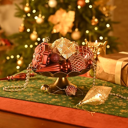 Valery Madelyn 155ct Luxury Burgundy Gold Christmas Ornaments Set