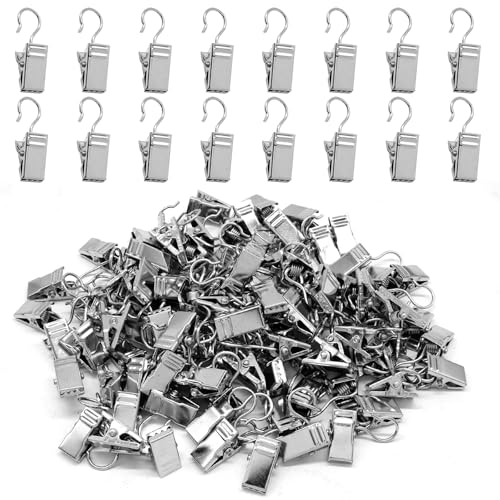 Litoexpe 60 Pcs Silver Curtain Clips Hooks - Durable Non-Slip Fabric & Light String Holders