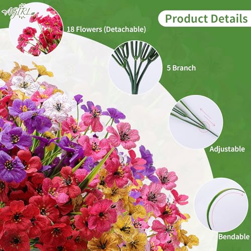 UV-Resistant Outdoor Artificial Flowers - 24 Bundles Faux Plants for Porch