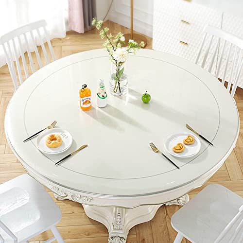 60-Inch Round Clear PVC Table Protector - 1.5mm Thick Heavy Duty Table Cover