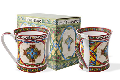 Royal Tara Irish Celtic Cross 11oz Bone China Coffee Mug Set in Gift Box
