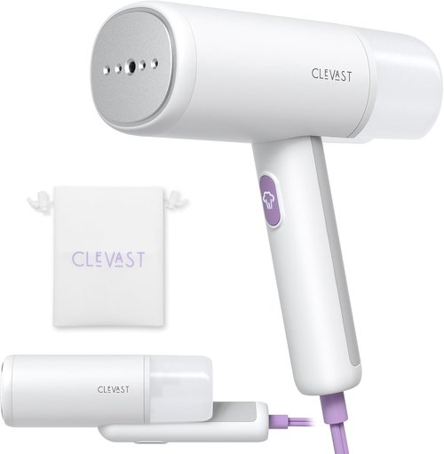 CLEVAST Portable Garment Steamer - Handheld Travel Size Wrinkle Remover, 30-Second Heat Up, 1000W Output