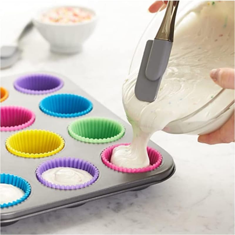 Skiennix Silicone Baking Cups - Reusable Non-Stick Cupcake Liners | 12 Piece Set