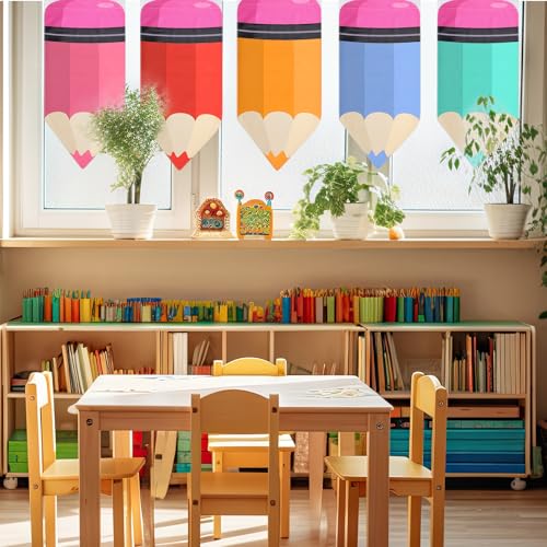 8 Pcs Colorful Pencil Classroom Curtains, 24 x 12 Inch Velvet Window Drapes