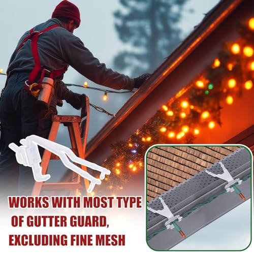 Colingmill 100 Pcs White Christmas Gutter Clips for Outdoor Lights and Gutter Guards