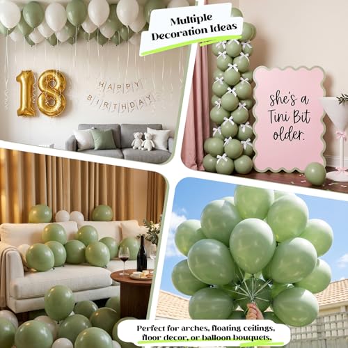 Togvu Sage Green Balloons 50-Pack 12-Inch Latex Party Balloons for Woodland Baby Shower