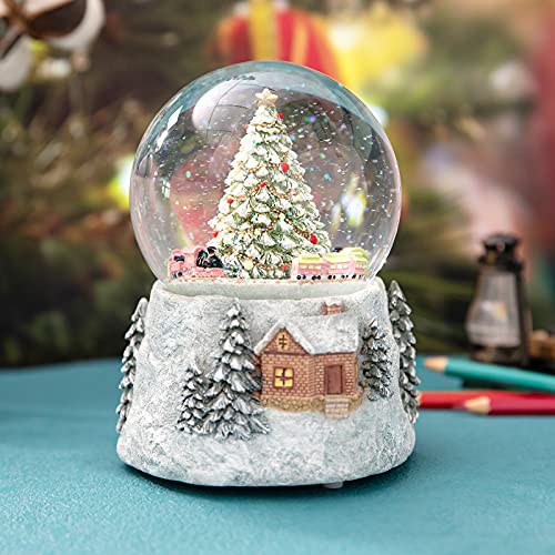 Automatic Revolving Train Musical Snow Globe with LED Lights - 4 Inch