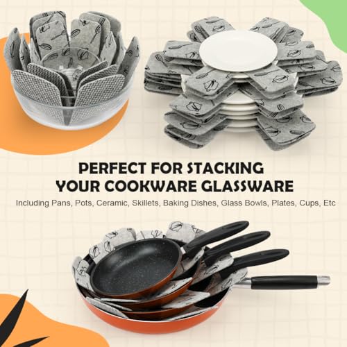 Felt Pot and Pan Protectors Set of 12 - Anti-Scratch Cookware Divider Pads