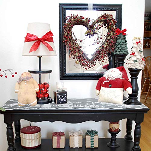 Joysail 72 Inch Lace Christmas Table Runner with Santa Reindeer Snowflake Design