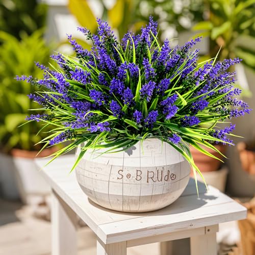 Purple Artificial Outdoor Flowers - 24 Bundles UV Resistant Faux Plants