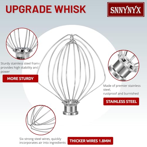 6-Wire Whip Attachment for Bowl-Lift Stand Mixers, Stainless Steel
