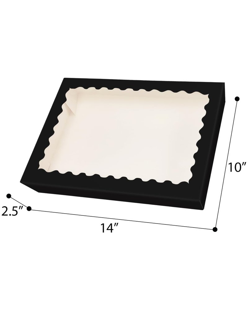 qiqee Auto-pop Up Deep Blue Cookie Box with Window 14x10x2.5 inch 24Pcs Bakery Pastry Macaron Bakery Box For Packaging