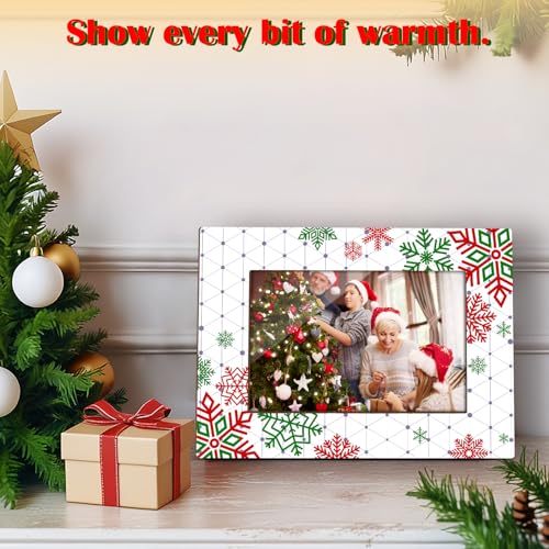 Frinalayoi Red & Green Christmas Photo Frame 4x6 Inch Snowflakes Holiday Decor