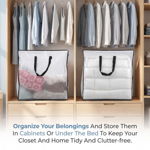 Large Clear Storage Bag with Zipper and Handles – 24.8 x 24.8 x 8.3 in