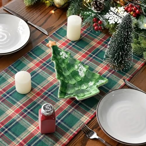 Niviy Green Red Plaid Christmas Table Runner 12 x 36 Inches Holiday Decor