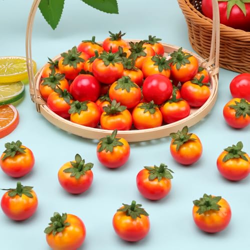 Mini Artificial Tomatoes - 40 Pcs Realistic Fake Fruit Decor