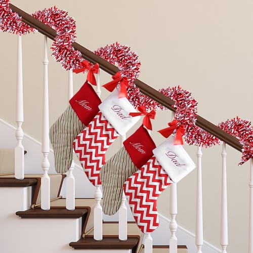 Christmas Red and Silver Tinsel Garland 49.2Ft Decoration for Holiday Parties