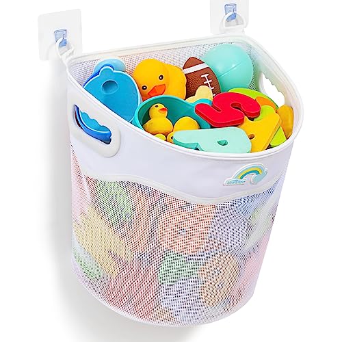 Austion Wall-Mounted Mesh Bath Toy Organizer - Large Capacity Tub Holder
