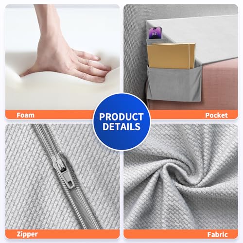 Bed Wedge Pillow for Headboard Gap Filler - Twin Size Foam Support