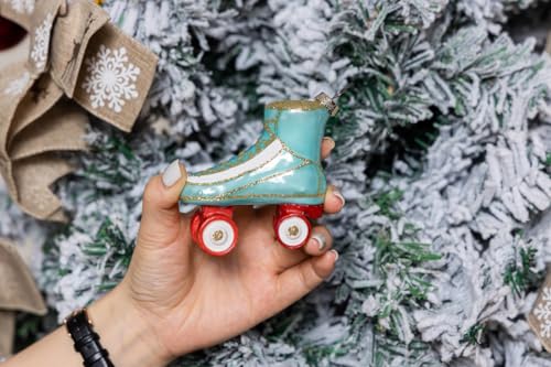 Set of 2 Glass Roller Skate Ornaments for Christmas Tree