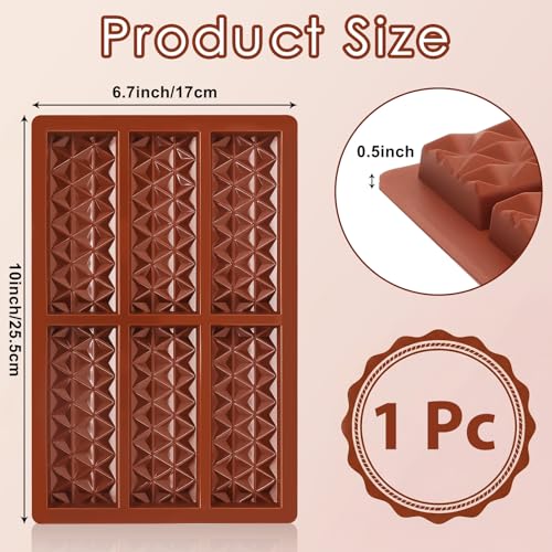 KINYFY 1 Pc Diamond Break-Apart Chocolate Mold Silicone Baking Bar for Candies & Energy Bars
