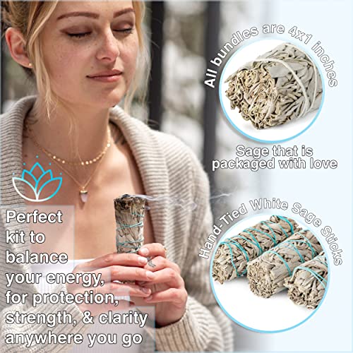 California White Sage Smudge Sticks (4 Inch) for Energy Cleansing & Rituals