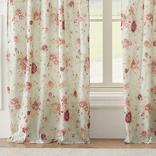 Greenland Home Antique Rose 100% Cotton Window Treatment, Panel Pair, Blue