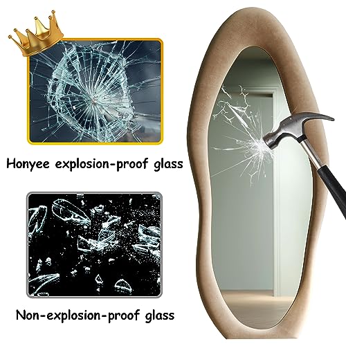 63" x 24" Irregular Wavy Full Length Mirror, Flannel-Wrapped Floor Mirror