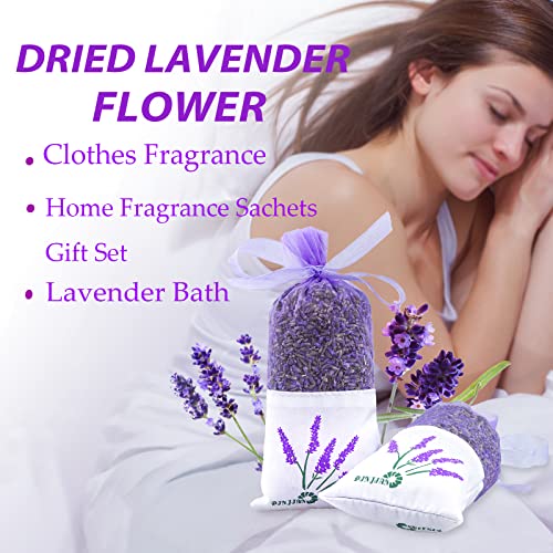 8-Pack Dried Lavender Sachets for Drawers and Closets, Natural Air Freshener