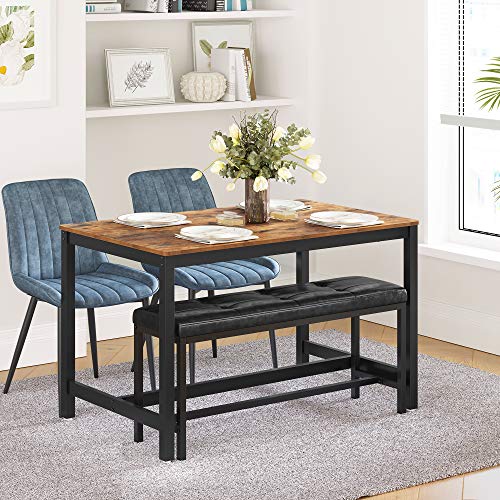 Upholstered Dining Bench with PU Leather Seat and Steel Frame, 42.5 Inch