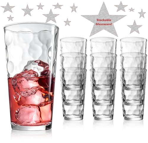 Modern Highball Glasses Set of 10 - 17 Oz. Elegant Drinkware for Water, Juice, Cocktails