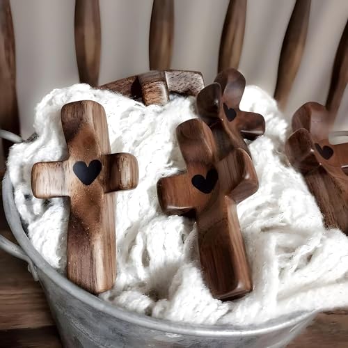 Black Walnut Wooden Pocket Cross Fidget - Set of 3 Prayer Crosses