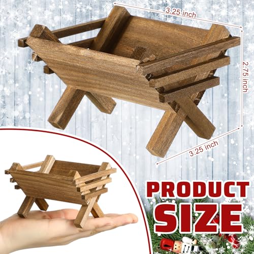 Baby Jesus Wooden Manger Ornament - Nativity Christmas Decor