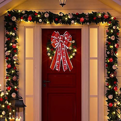 Riceshoot 6 Pcs Large 26x12 Inch Christmas Bow Elk Reindeer Outdoor Decor