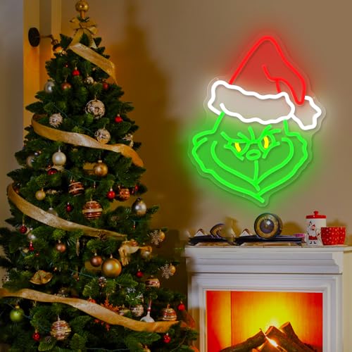 JanHune Christmas Cartoon Neon Sign - Dimmable LED Wall Light for Holiday Decor