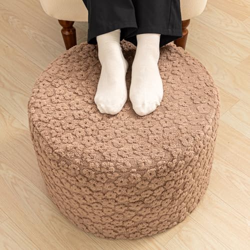 Round Foam Pouf Ottoman 20-inch Footrest for Living Room and Bedroom