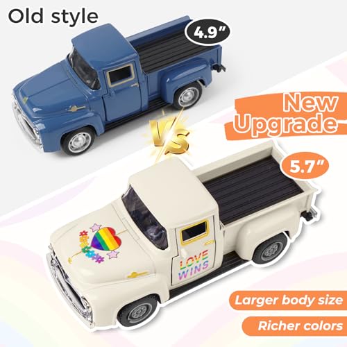 Rustic Rainbow Truck Tabletop Decor - 5.7 Inch Metal Farmhouse Pride Accent