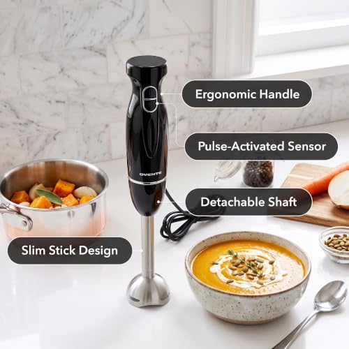 300W Electric Immersion Hand Blender - 2-Speed Stick Mixer (Black)